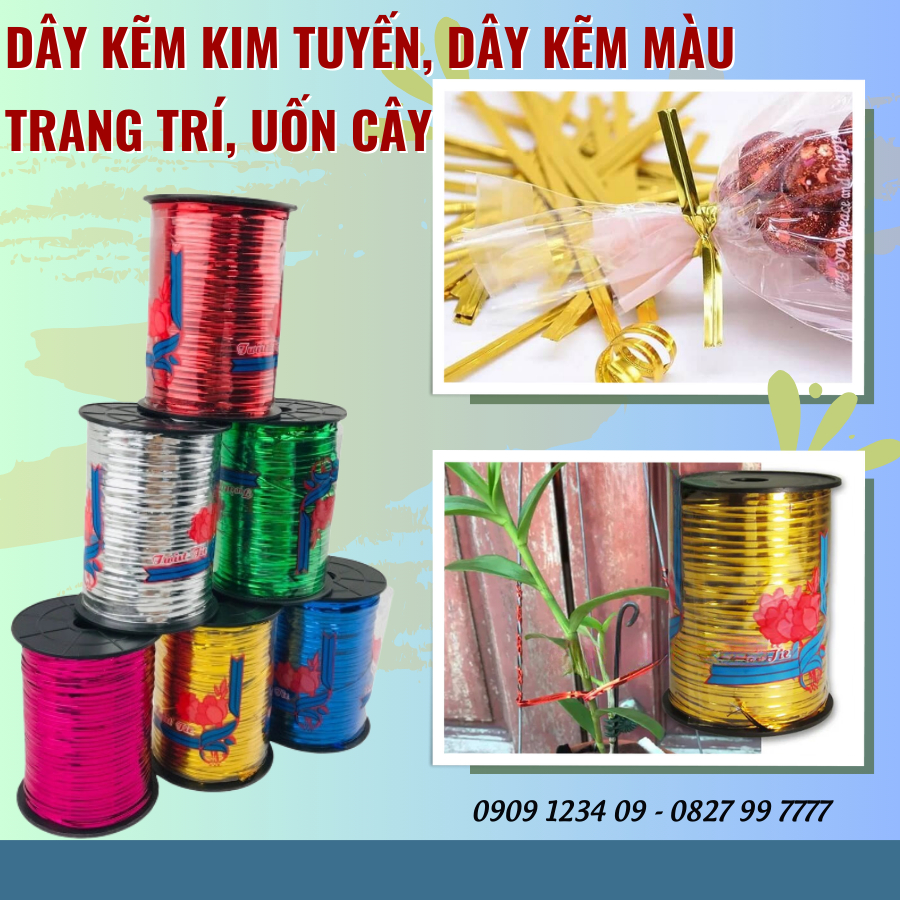 Dây kẽm kim tuyến, dây kẽm màu trang trí, uốn cây 250g 2