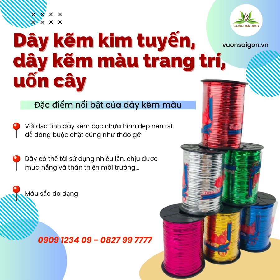 Dây kẽm kim tuyến, dây kẽm màu trang trí, uốn cây 250g 4