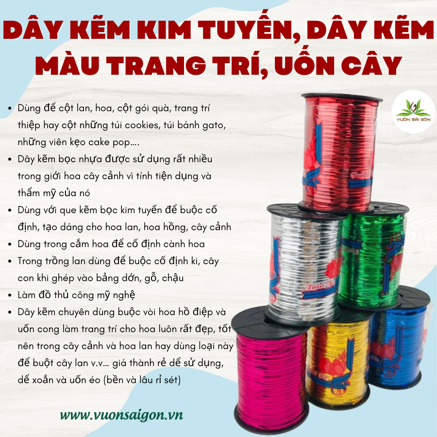 Dây kẽm kim tuyến, dây kẽm màu trang trí, uốn cây 250g 5