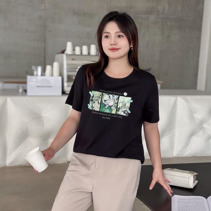 Ảnh áo thun ngắn tay SEFA in hình chất liệu cotton 100% co dãn 4 chiều nhiều màu cực xinh 3