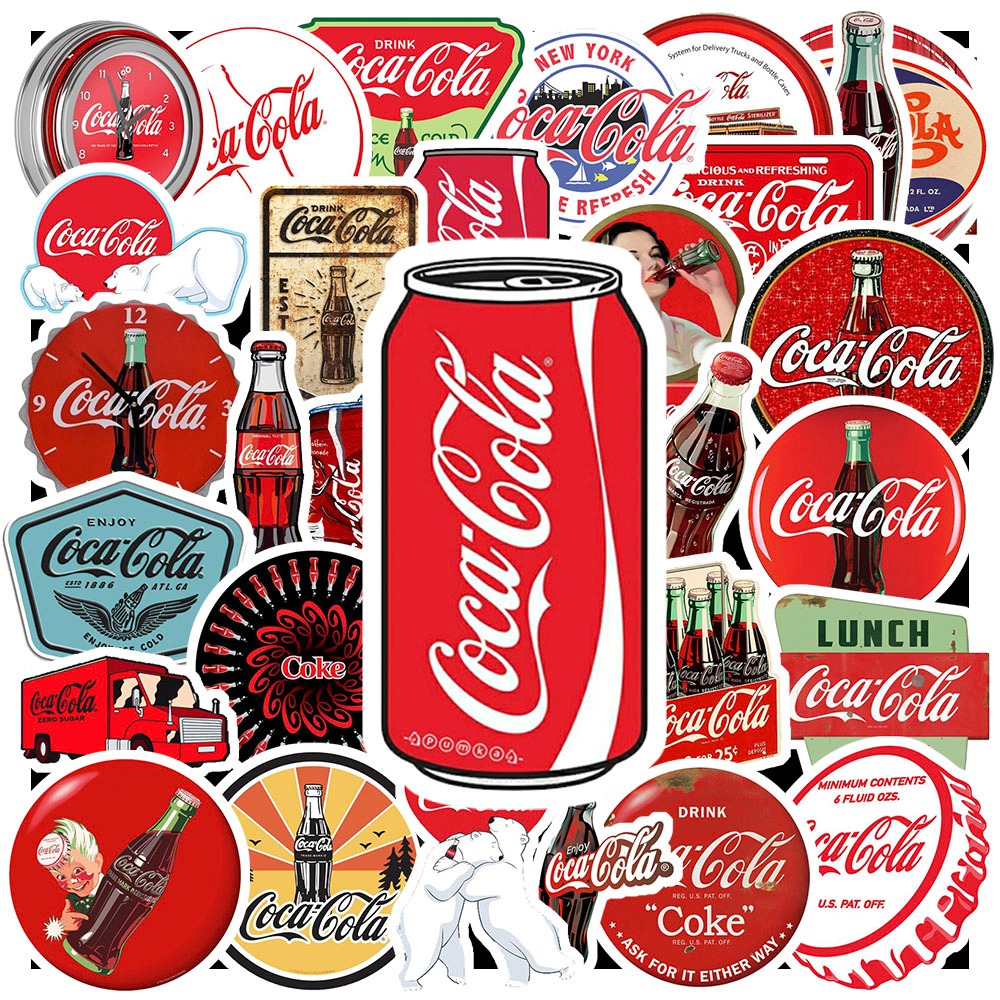 Set 50 Sticker Hình COCA COLA | Decal Phản Quang 7 Màu Halogram | Chống ...