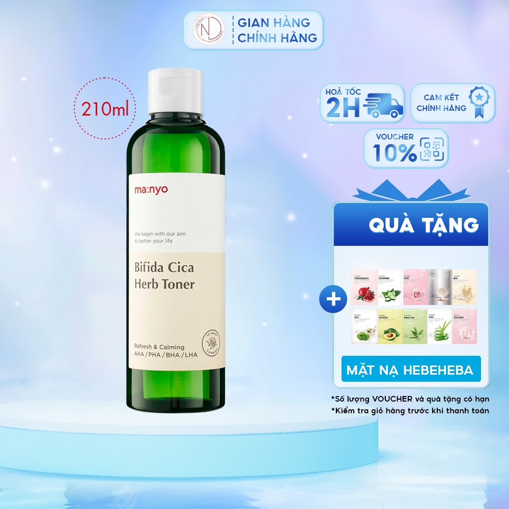 Nước hoa hồng ma:nyo Bifida Cica Herb Toner 210ml hạn chế dầu thừa, thu ...