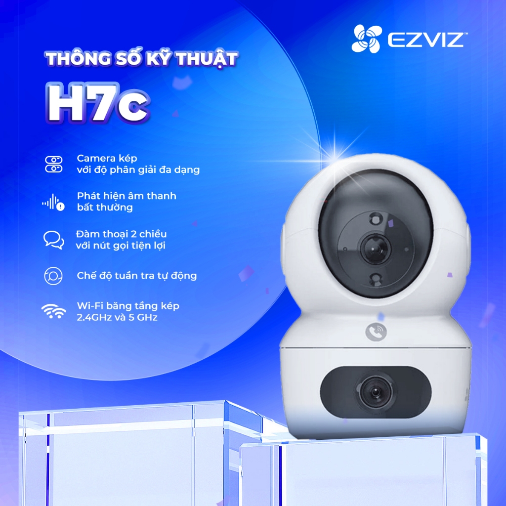 Ảnh Camera wifi 2 mắt kép trong nhà ezviz H7C 8M cực nét 2k + gọi video call xoay 360 độ 2