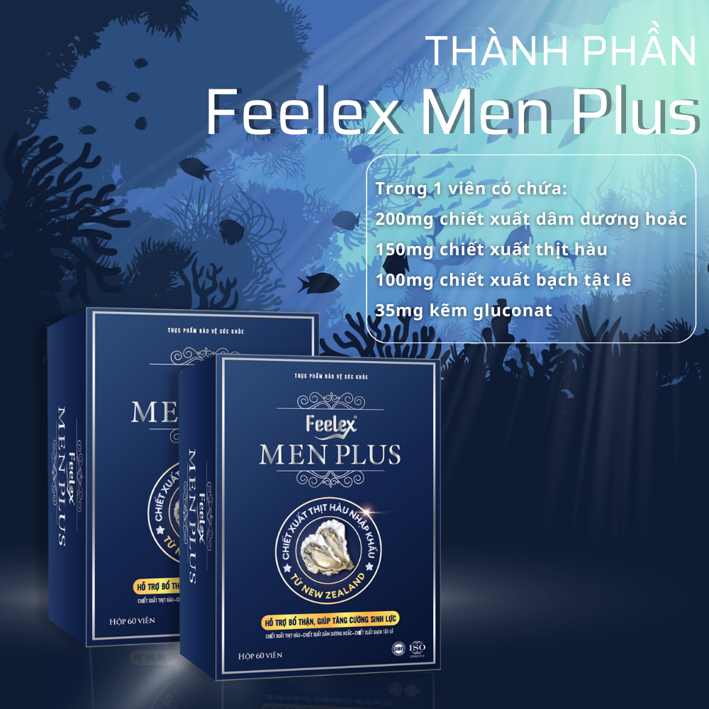 Viên uống tăng cường sinh lí nam giới Feelex Men Plus, tác dụng nhanh chóng hộp 60 viên