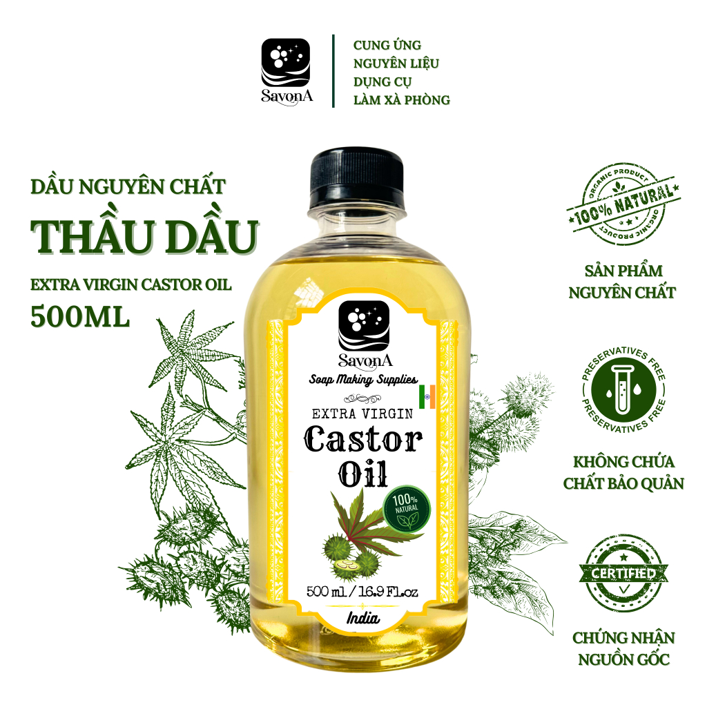 500ml Dầu Thầu Dầu Nguyên Chất 500ml SavonA Làm Xà Phòng Mỹ Phẩm ...