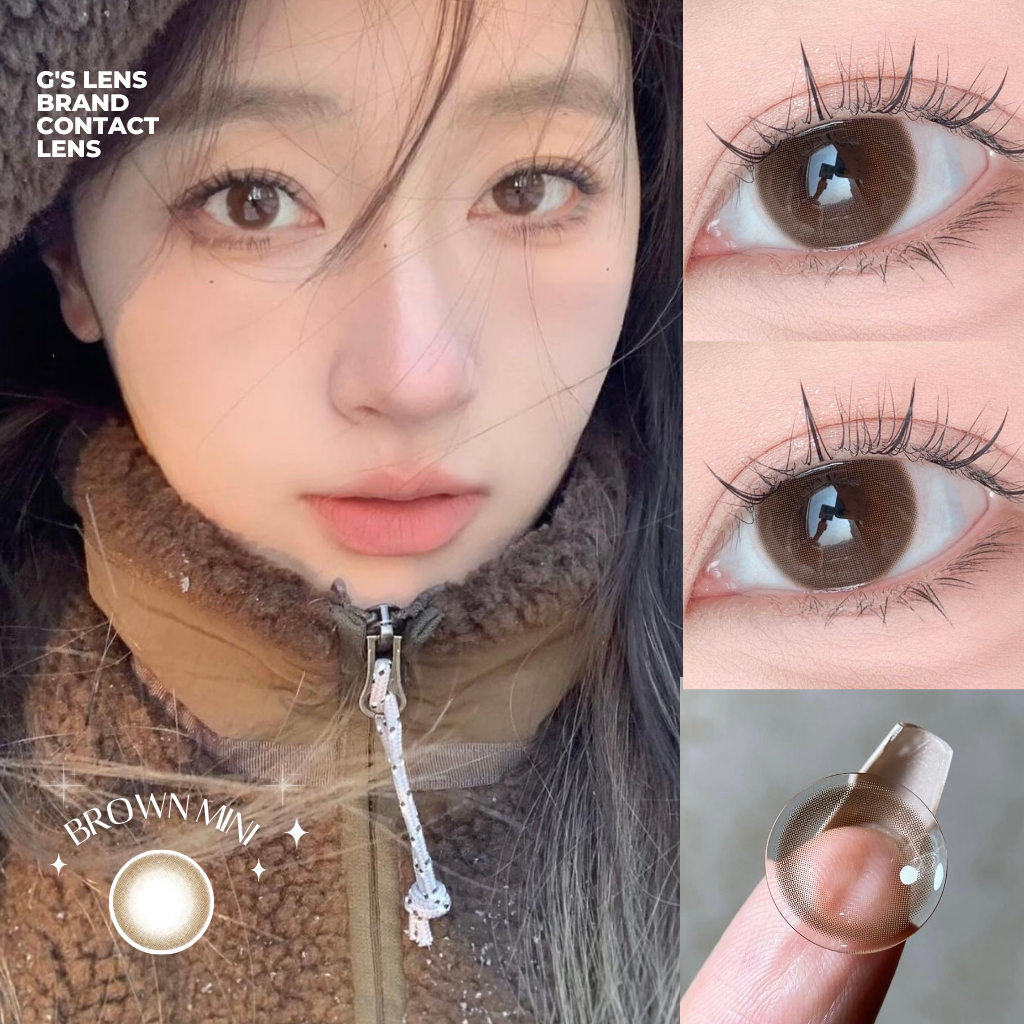 Kính áp tròng Gtrendy BROWN MINI nâu mật ong tự nhiên trong lens cận 6 tháng G.DIA 14.2mm có độ (0-6)