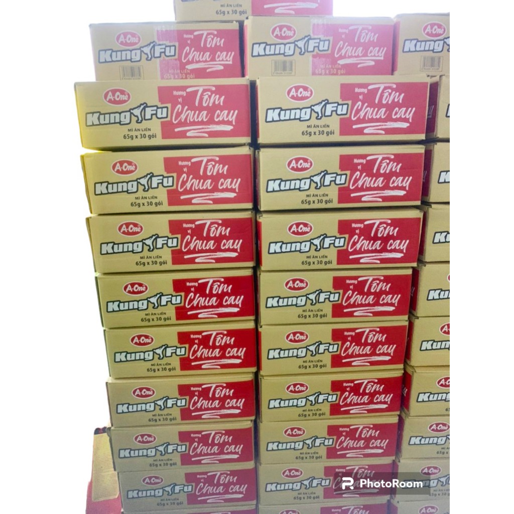 Thùng 30 gói mì Kung Fu hương vị tôm chua cay hiệu A-One 65gr
