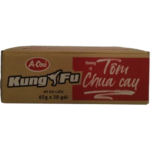 Thùng 30 gói mì Kung Fu hương vị tôm chua cay hiệu A-One 65gr