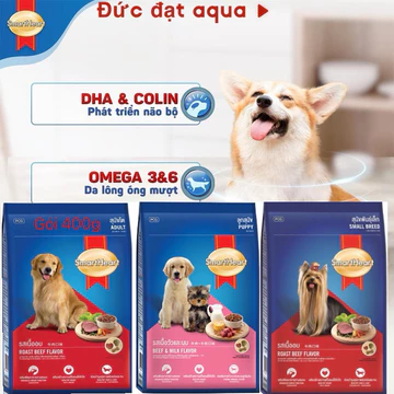Thức ăn cho chó Smartheart 400g - Hạt cho chó con,chó sz bé chó lớn ( combo 5gói )