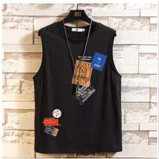 Áo Tank Top Form Thụng Họa Tiết Im So Lucky Phong Cách Đường Phố Sành Điệu Chất Liệu Cotton Khô Mềm Mịn Thoáng Mát
