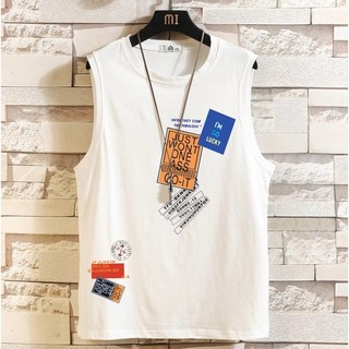 Áo Tank Top Form Thụng Họa Tiết Im So Lucky Phong Cách Đường Phố Sành Điệu Chất Liệu Cotton Khô Mềm Mịn Thoáng Mát