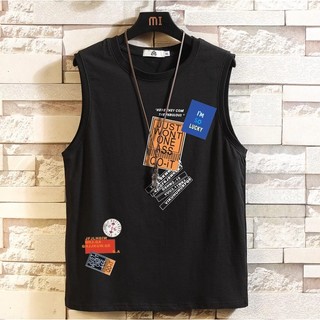Áo Tank Top Form Thụng Họa Tiết Im So Lucky Phong Cách Đường Phố Sành Điệu Chất Liệu Cotton Khô Mềm Mịn Thoáng Mát