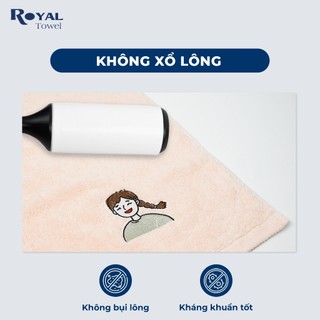 Khăn Tắm Khăn Gội Khăn Mặt Royal Towel Thêu Hình Gia Đình, Sợi Cotton Mềm Mịn, Thấm Hút Tốt, Kháng Khuẩn