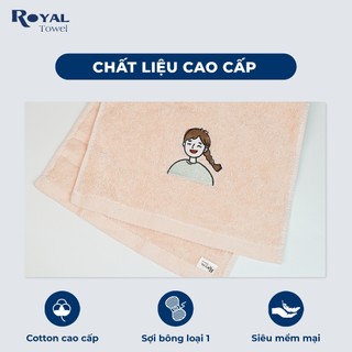 Khăn Tắm Khăn Gội Khăn Mặt Royal Towel Thêu Hình Gia Đình, Sợi Cotton Mềm Mịn, Thấm Hút Tốt, Kháng Khuẩn