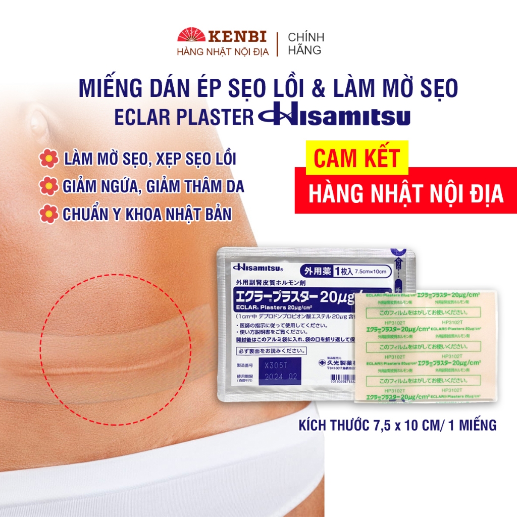 Miếng Dán ép Sẹo Lồi Mờ Sẹo Sau Phẫu Thuật Eclar Plaster Hisamitsu