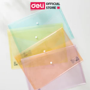 Túi đựng tài liệu Clear bag A4 Deli trong suốt nhiều màu bìa đựng tài liệu lưu trữ hồ sơ giấy tờ đi học đi thi