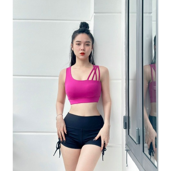 Áo tập gym , yoga, áo tập erobic, zumba , áo bra đan dây 1 bên vai mặc được 2 kiểu siêu đẹp