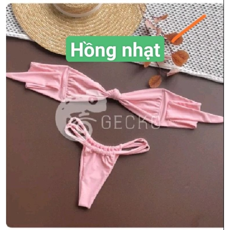 Bikini đồ bơi 2 mảnh áo quây cột dây nơ quần đan dây lọt khe hot trend ...