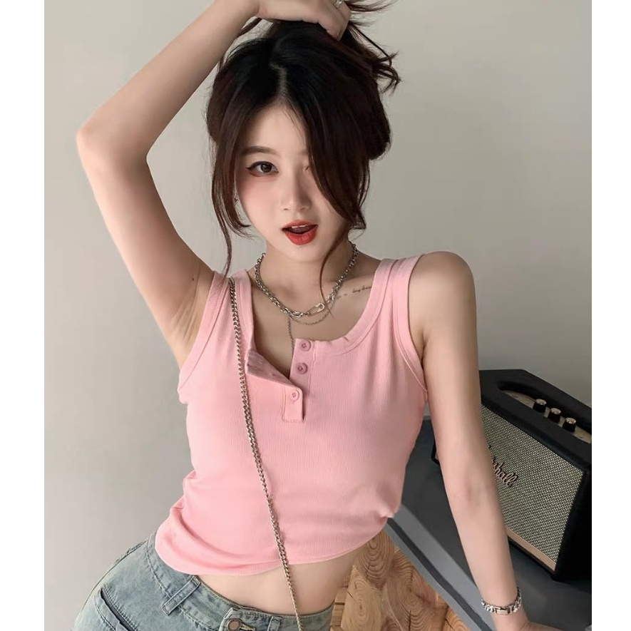 Áo Thun Ba Lỗ Nút trụ,Áo ba lỗ Nữ Chất Thun Gân JULY, áo thun Sát Nách dáng ôm mặc hè