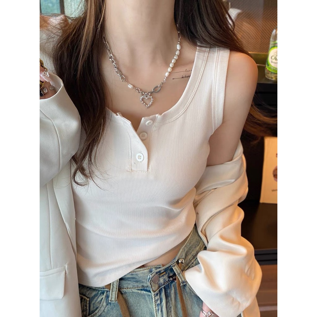 Áo Thun Ba Lỗ Nút trụ,Áo ba lỗ Nữ Chất Thun Gân JULY, áo thun Sát Nách dáng ôm mặc hè
