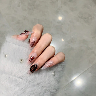 NANTY Nailbox thiết kế  đính đá màu đỏ nâu sơn thạch M420