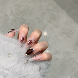 NANTY Nailbox thiết kế  đính đá màu đỏ nâu sơn thạch M420