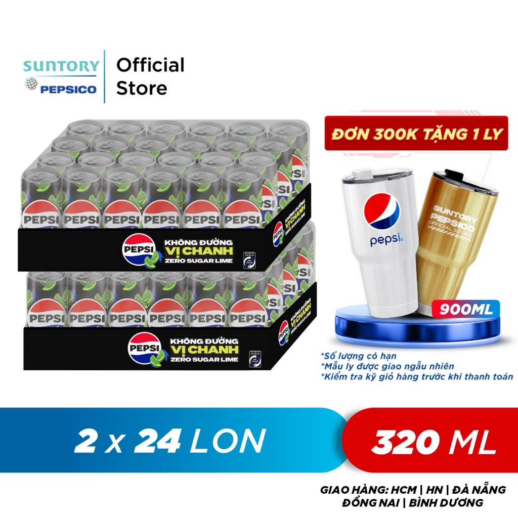 Combo 2 Thùng 24 Lon Pepsi Vị Chanh Không Calo (320ml/lon) | Shopee ...