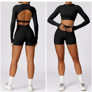 Bộ đồ tập thể thao gym,yoga nữ mẫu áo chéo và tay dài 5 màu(mã 578)