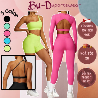 Bộ đồ tập thể thao gym,yoga nữ mẫu áo chéo và tay dài 5 màu(mã 578)