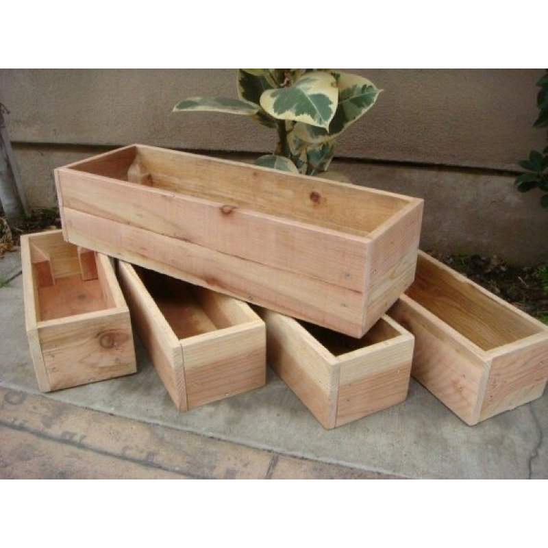 Chậu Gỗ Thông Chữ Nhật cao 10cm Trồng Cây Cảnh, Sen Đá - Chậu Decor Bàn Làm Việc Nhiều Kích Thước - TC Home