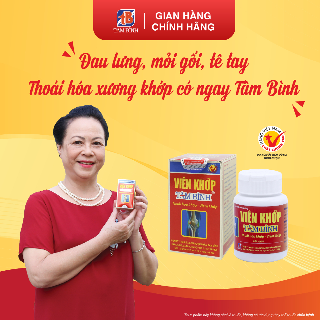 Ảnh Viên khớp Tâm Bình, hỗ trợ giảm triệu chứng bệnh thoái hóa khớp, viêm khớp, đau khớp gối 1