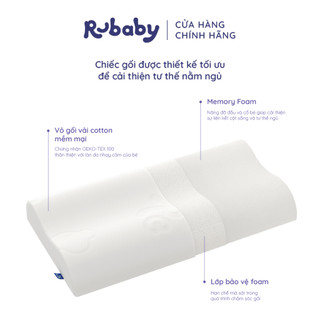 Gối Em Bé Rubaby (5-12 Tuổi) | Gối Memory Foam Êm Ái | Nâng Đỡ Cổ Vai Gáy | An Toàn Cho Bé