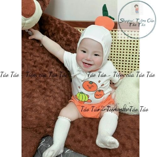 ( Hàng có Sẵn )Set Bộ 4 chi tiết cho bé hình ngộ nghĩnh vải cotton thoáng mát cho bé 4-12kg