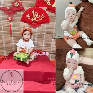 Set Bộ 4 chi tiết cho bé hình ngộ nghĩnh vải cotton thoáng mát cho bé 4-12kg