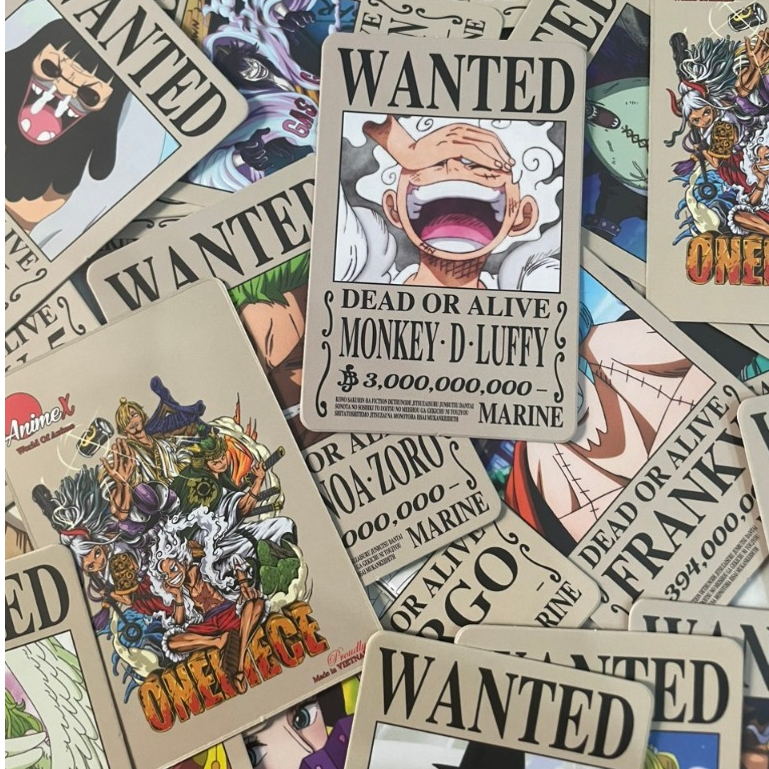 Hộp 50 Thẻ Bài Truy Nã One Piece Kích Thước 6x9cm - Đảo Hải Tặc -Wanted Card - Hàng Độc Quyền AnimeX