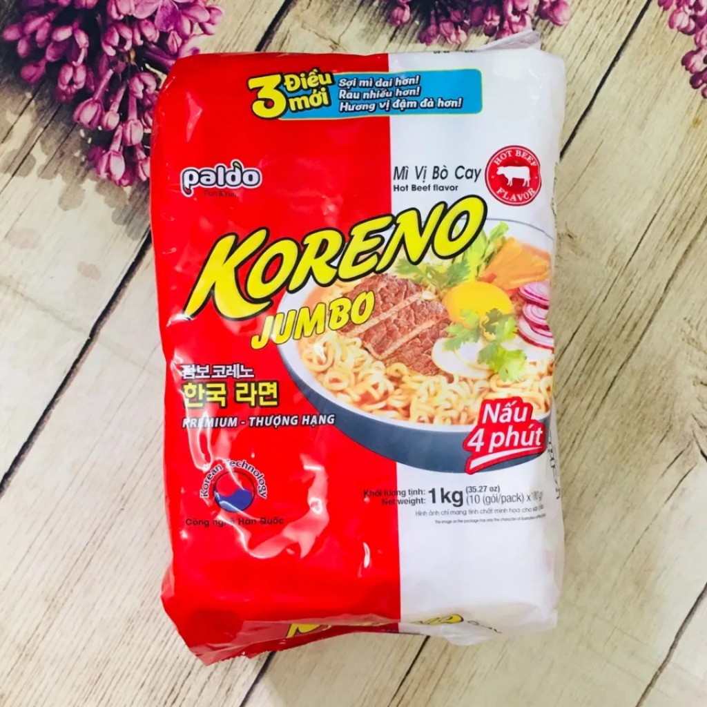 [Hàng Chính Hãng] MÌ HÀN QUỐC KORENO JUMBO túi 1kg 10 gói, dùng nấu mỳ ...