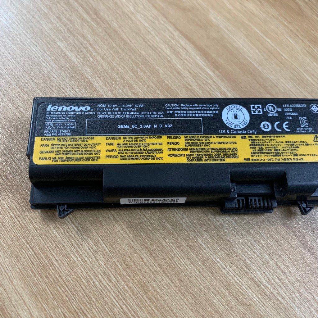 PIN LENOVO T410 SL410 - 6 CELL ThinkPad T410 T420 T510 T520 L410 L412 L420 L421 L510 L512 L520 SL410 SL510