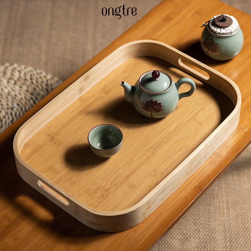 Khay Tre ONGTRE Có Tay Cầm - Khay Tròn, Khay Chữ Nhật Phục Vụ Trà, Cafe, Nhà Hàng, Khách Sạn