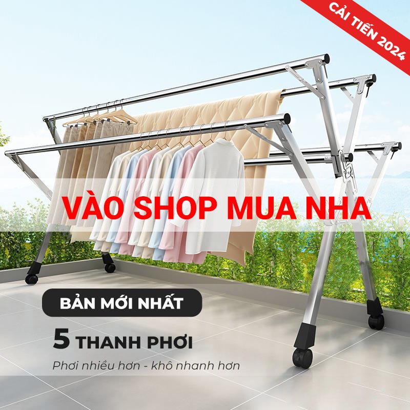Ảnh Giàn phơi quần áo AVOHOME loại sào treo đồ thông minh dạng giá phơi gấp gọn có bánh xe, thiết kế kiểu sào inox 4