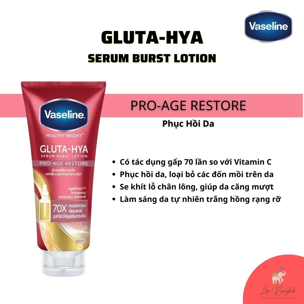 Sữa Dưỡng Thể Vaseline 10X Dưỡng Trắng Da Toàn Thân Vaseline 10X Healthy Bright Gluta HYA Thái Lan 260-300-330ml Body