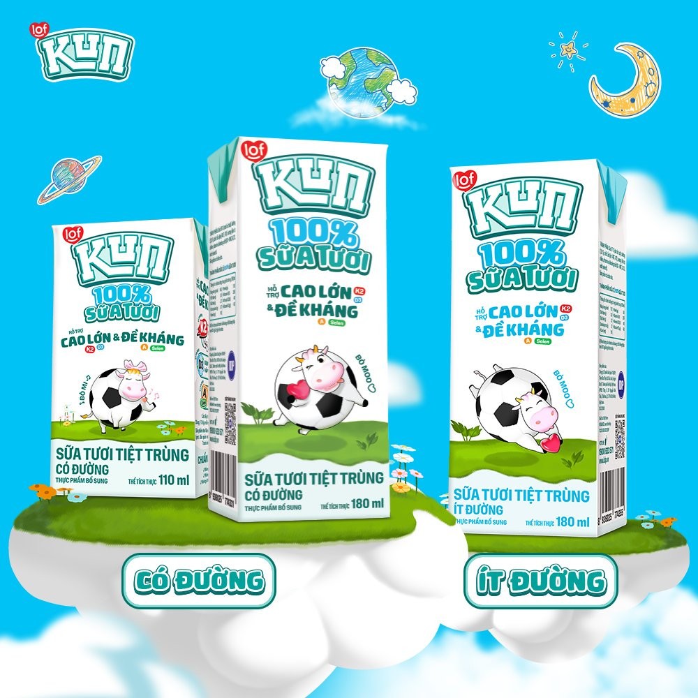 [Tặng quạt đa năng] Thùng 48 hộp*180ml Kun Sữa Tươi TT 100% Có Đường ...