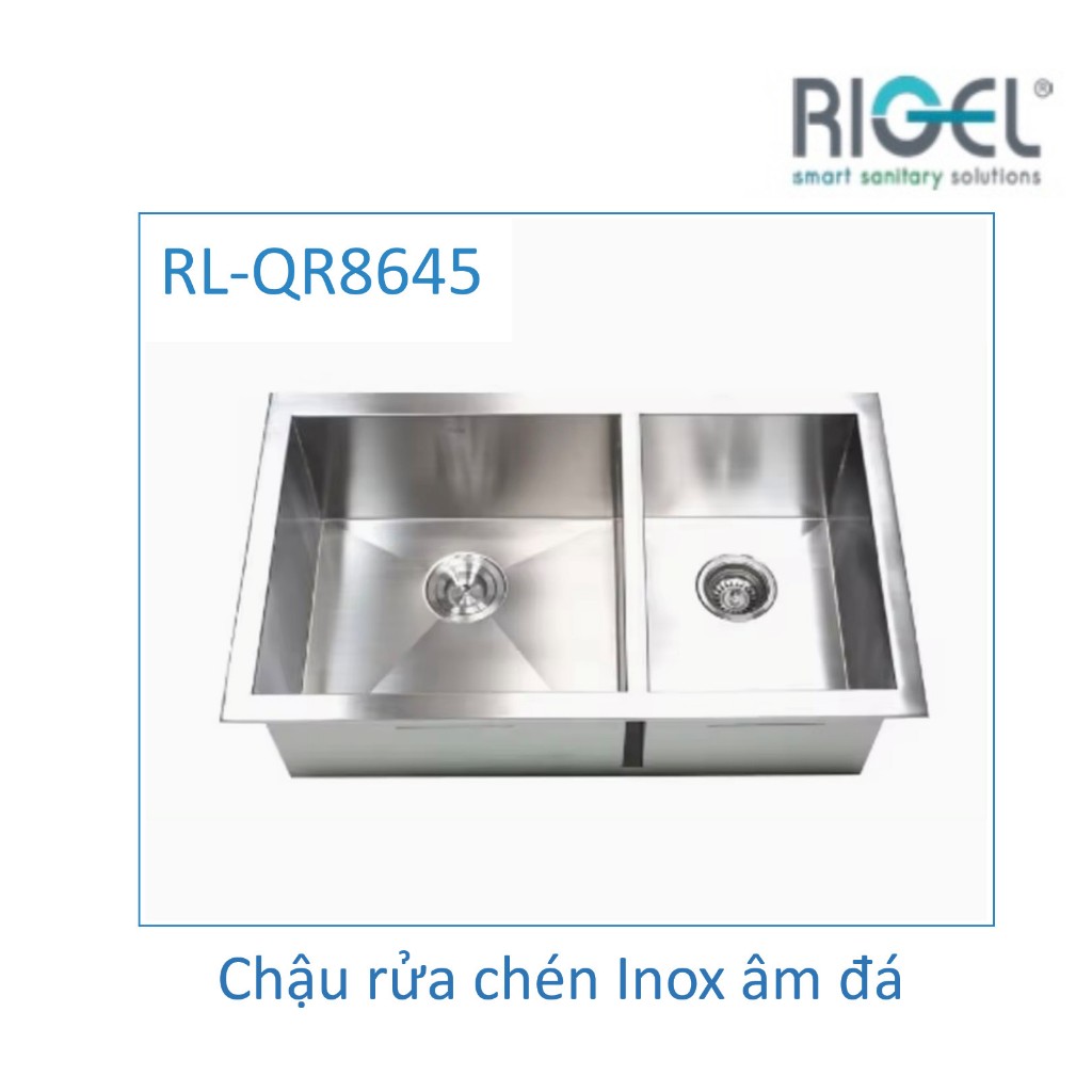 Bồn rửa chén, Chậu rửa bát inox âm đá RIGEL, chậu 2 hộc, Inox SUS 304 ...