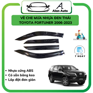 Vè che mưa xe TOYOTA FORTUNER 2010 - 2023, Chất liệu NHỰA ĐEN ABS Thái Lan.