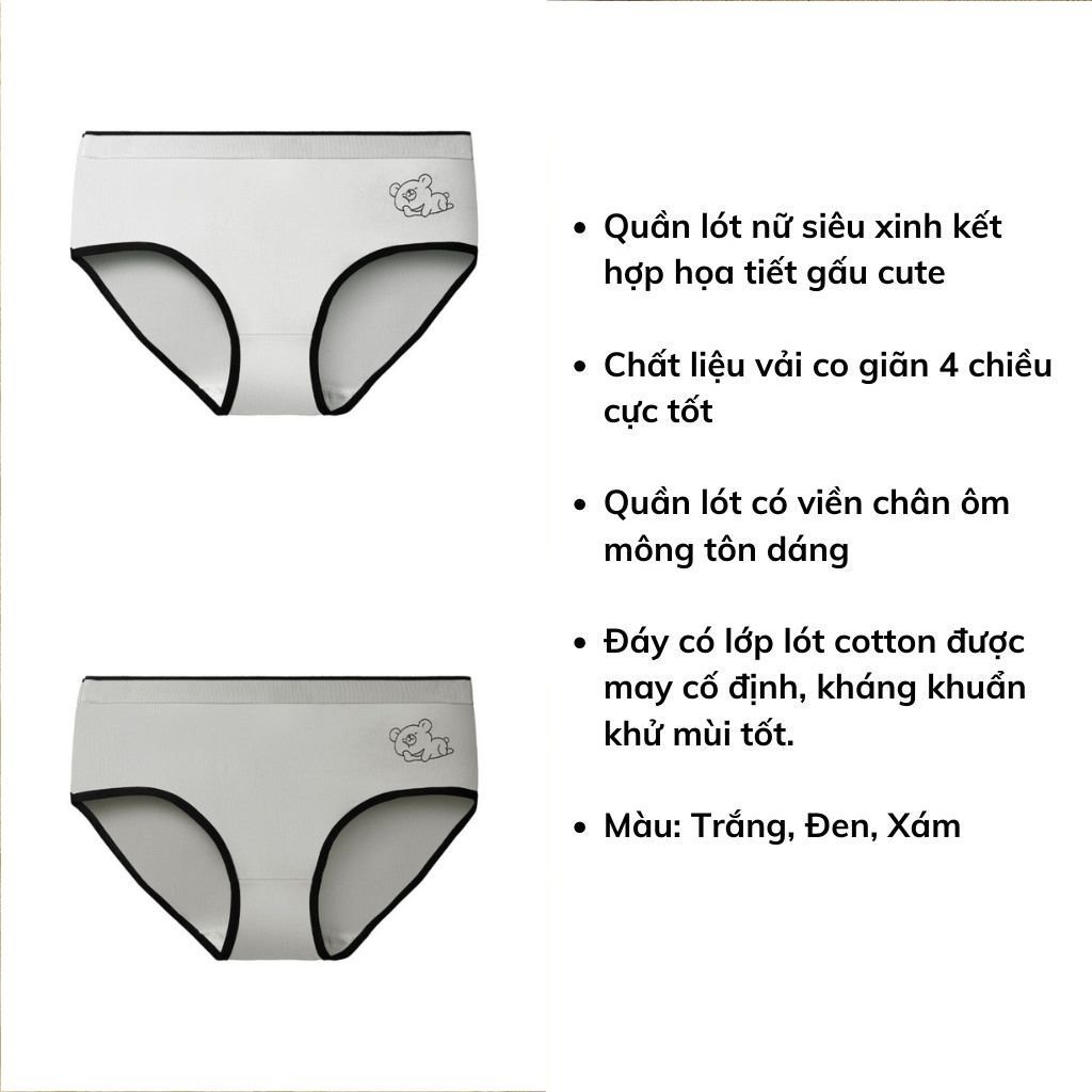 Quần lót nữ cotton đáy may 2 lớp chắc chắn thoáng khí khử mùi họa tiết cute dễ thương LANIXA L903