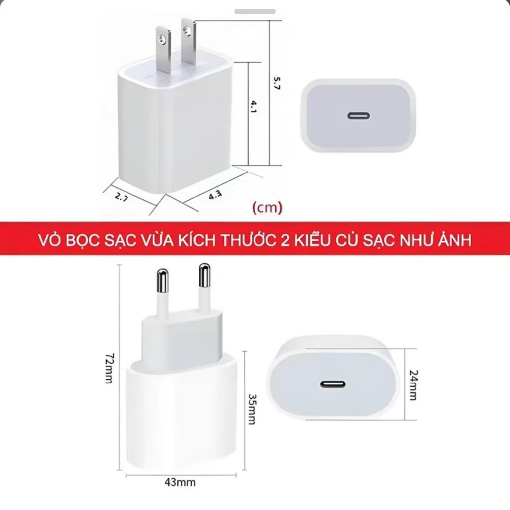Bộ Phụ Kiện Bảo Vệ Đầu Sạc Iphone 20W 11 12 13 14 15 16 Pro Max Plus