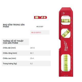 Thước thủy Milwaukee 48-22-5207 thước thủy cân bằng 48-22-5207V , thước thủy mini chính hãng