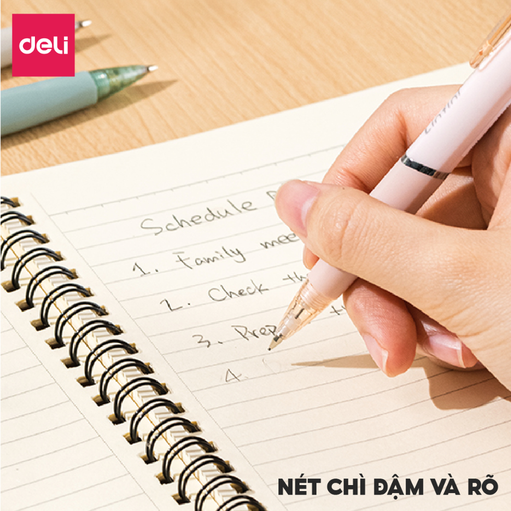 Bút Chì Kim Scribe Deli Màu Pastel Ngòi 0.5mm/0.7mm Deli, Bút Chì Bấm Cơ Học Có Đầu Tẩy Thiết Kế Chống Gãy Ngòi