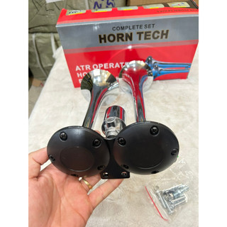 Còi hơi, kèn hơi 2 loa inox, còi hơi điện 12v và 24v cho xe có bình hơi.