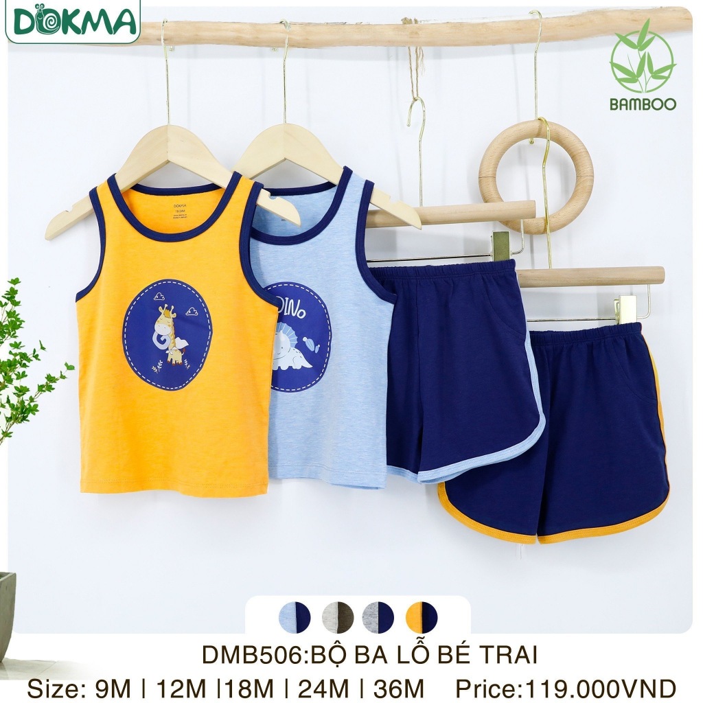 (8-13kg, 6-36M) Bộ Ba Lỗ, Sát Nách Cotton Hình Đáng Yêu Cho Bé Dokma JB019 JB368 DMB506 DB2121 DB3054