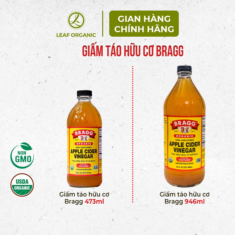 Ảnh Giấm táo hữu cơ Bragg - Hàng mỹ - Chai lớn 946ml 1
